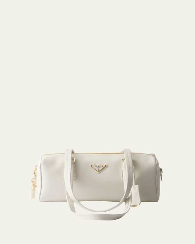 Zip Soft Grain Leather Shoulder Bag